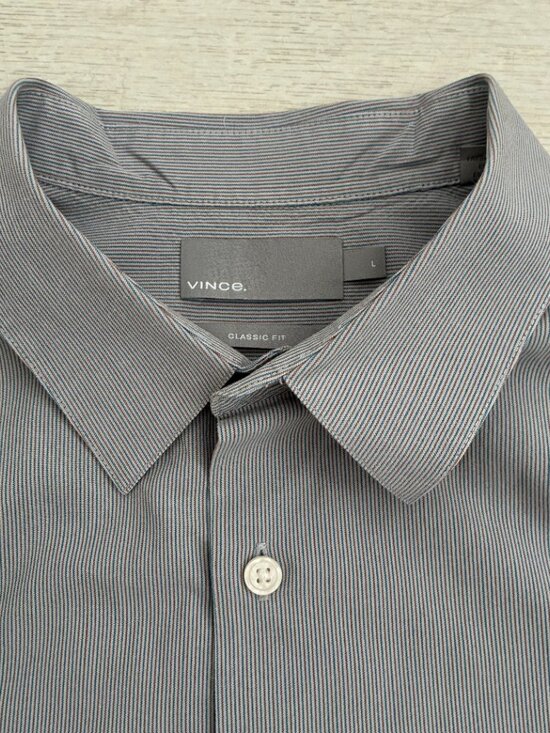 Vince Classic Fit Striped Button-Down Shirt (M5394-1387) Size Large - Picture 2 of 6